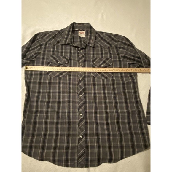 Levis Pearl Snap Shirt Mens XL Black Plaid Check Long Sleeve Western - Picture 5 of 16
